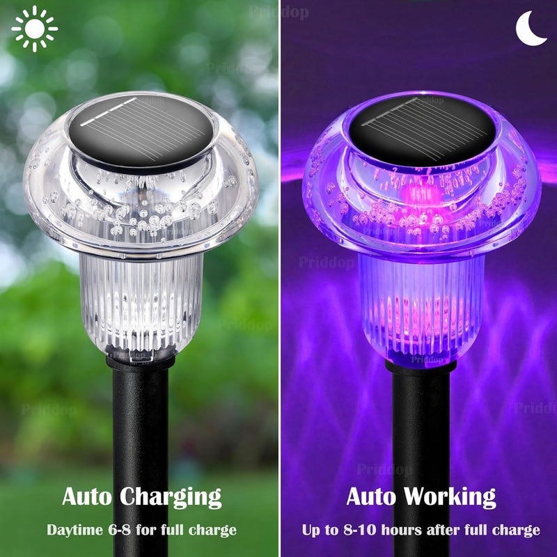 Priddop Solar Lights Outdoor Pathway Waterproof 8 Pack Color Changing LED Acrylic Mushroom Decorative Garden Lights for Yard Landscape Patio Outside Decorations - Image 4